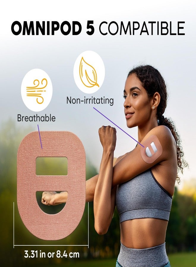 Adamson Omnipod 5 Overpatches – 25 Waterproof Omnipod 5 Adhesive Patches, Sweatproof & Skin-Friendly, No Glue on Center, Easy to Apply & Remove, Secure Hold for Active Lifestyles – Beige - Image 2